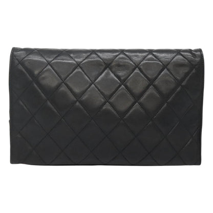 Chanel Vintage Full Flap Bag Quilted Lambskin, BLACK, LEATHER, Handbag