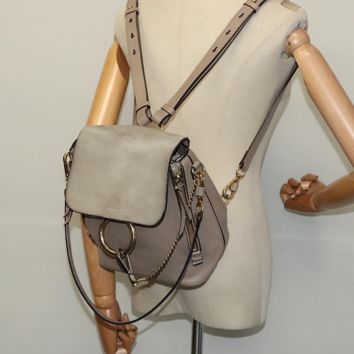 Chloe Faye Shoulder Bag Leather and Suede, GRAY, SUEDE, Shoulder bag
