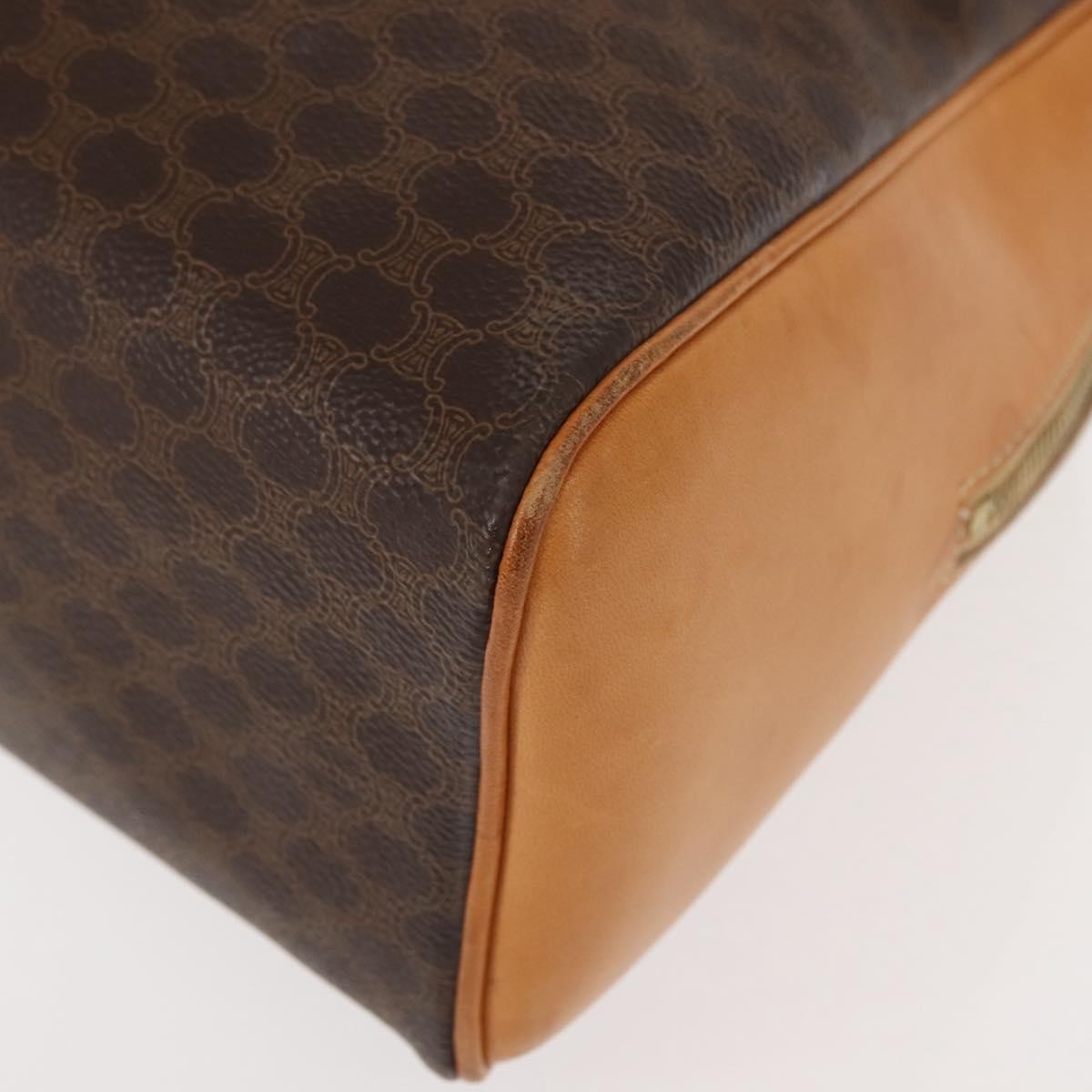 Celine Vintage Macadam Handbag Canvas and Leather, BROWN, CANVAS, Handbag