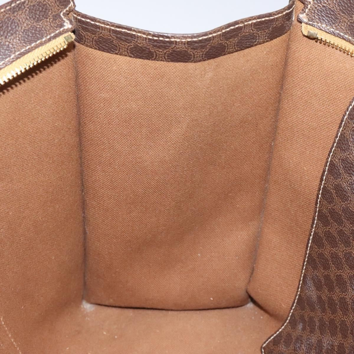 Celine Vintage Macadam Handbag Leather, BROWN, LEATHER, Handbag