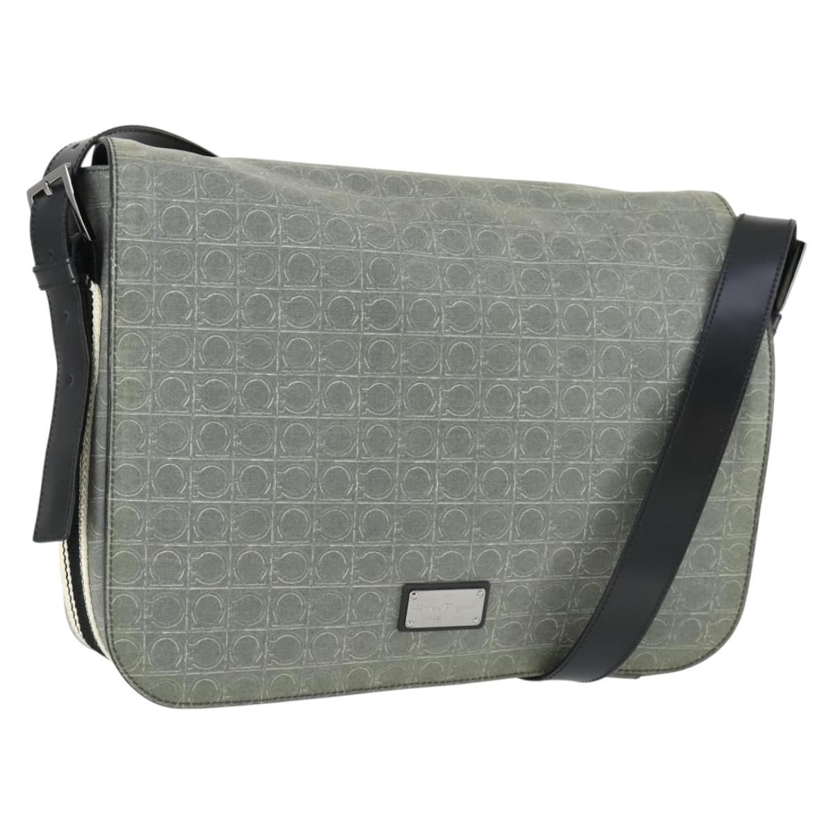 Salvatore Ferragamo Gancini Flap Shoulder Bag PVC, GRAY, PVC, Shoulder bag