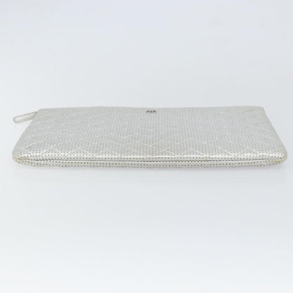 Chanel O Case Clutch Quilted Perforated Lambskin, SILVER, LEATHER, Clutche & pouche