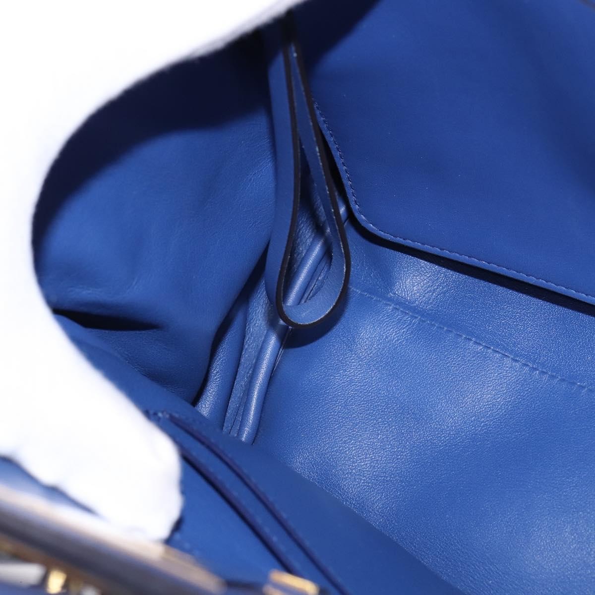 Salvatore Ferragamo Studio Satchel Leather, BLUE, LEATHER, Handbag