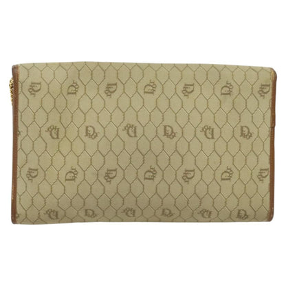 Christian Dior Vintage Honeycomb chain Canvas, BEIGE, CANVAS, Handbag