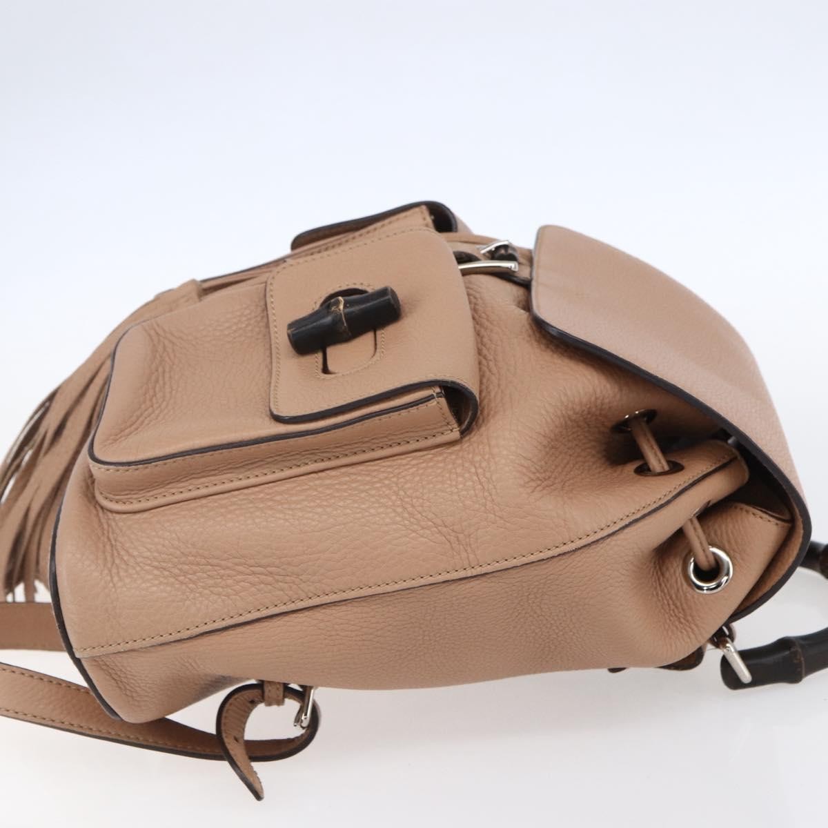 Gucci Vintage Bamboo Backpack Leather, BEIGE, LEATHER, Backpack