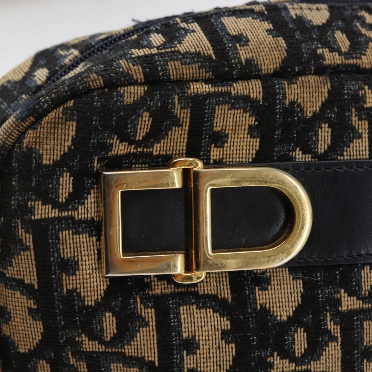 Christian Dior Vintage Trotter Crossbody Bag Diorissimo Coated Canvas, NAVY, CANVAS, Shoulder bag