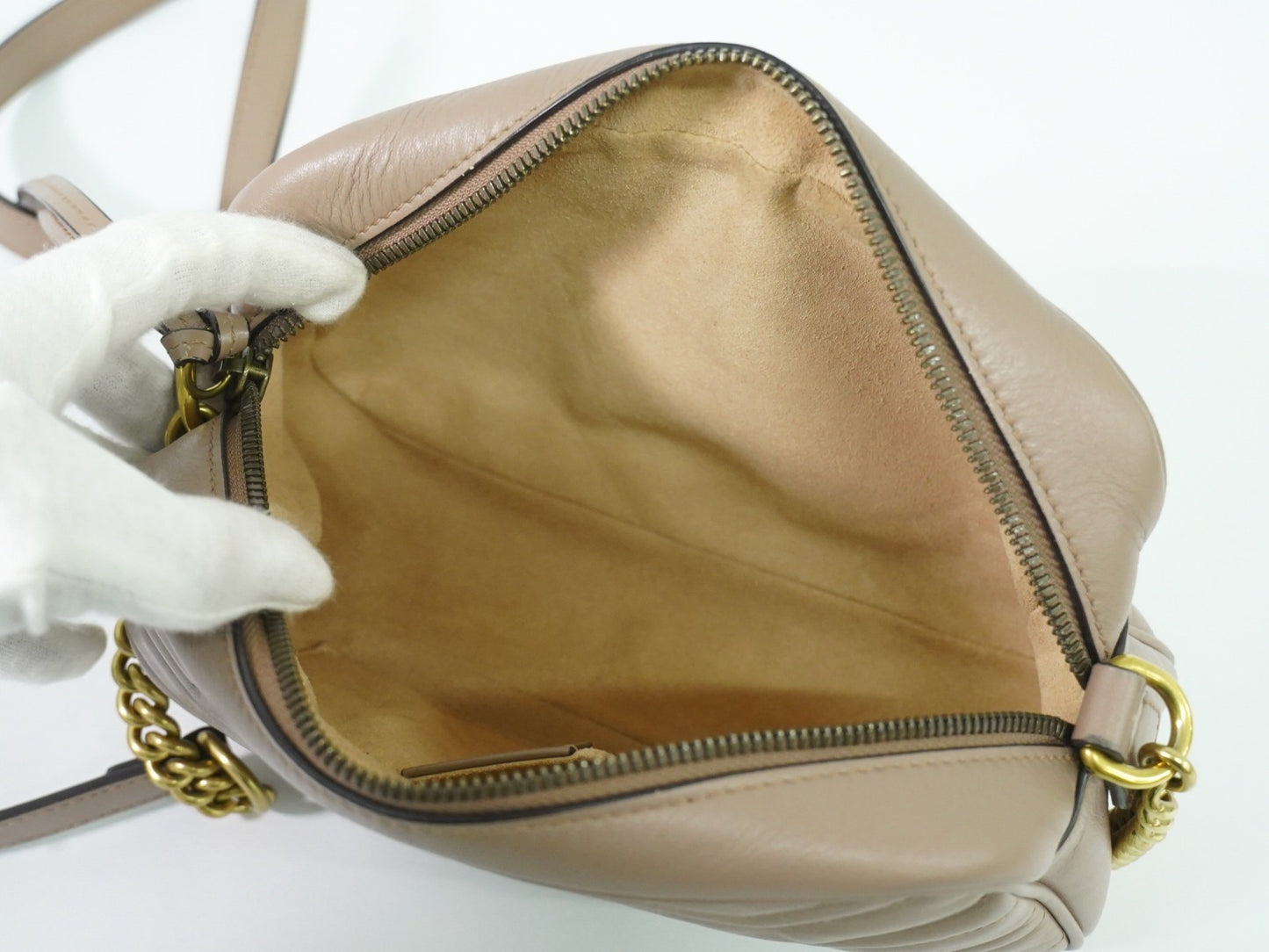 Gucci GG Marmont Shoulder Bag Matelasse Leather, BEIGE, LEATHER, Shoulder bag