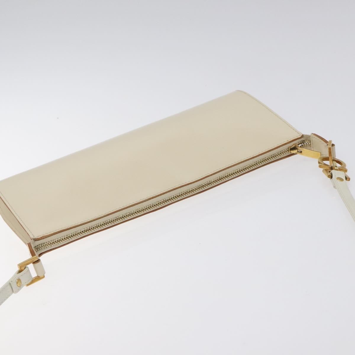 Salvatore Ferragamo Gancini Shoulder Bag Leather, BEIGE, LEATHER, Shoulder bag
