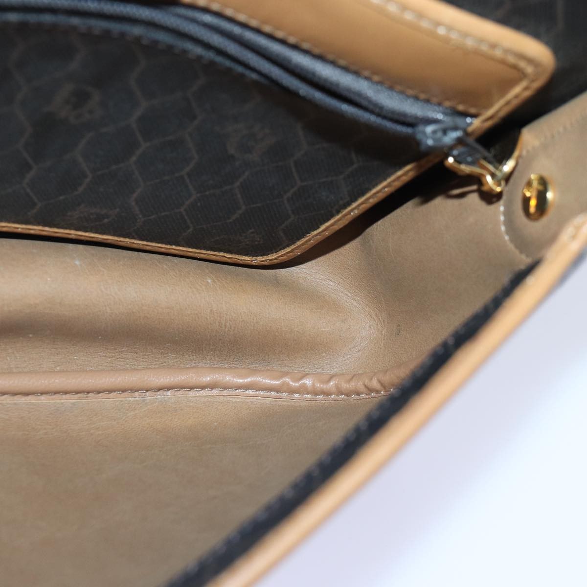 Christian Dior Vintage Honeycomb Flap Crossbody Bag Canvas and Leather, BLACK, CANVAS, Crossbody bag