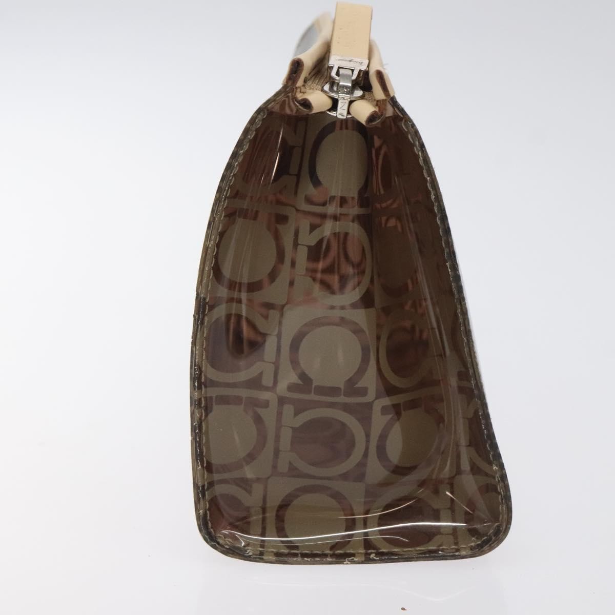 Salvatore Ferragamo Gancini Pouch Canvas, BROWN, VINYL, Clutche & pouche