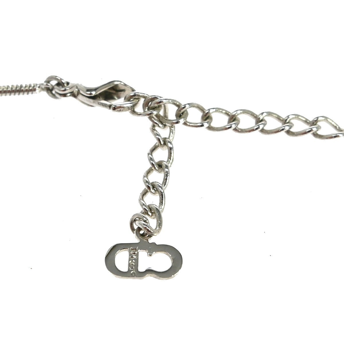 Christian Dior Vintage Dior Logo Necklace Metal, Silver, Silver Plated, Necklace