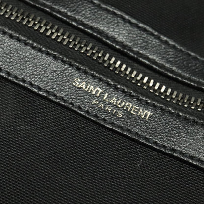 Saint Laurent Front Pocket Crossbody Bag Canvas, BLACK, CANVAS, Shoulder bag