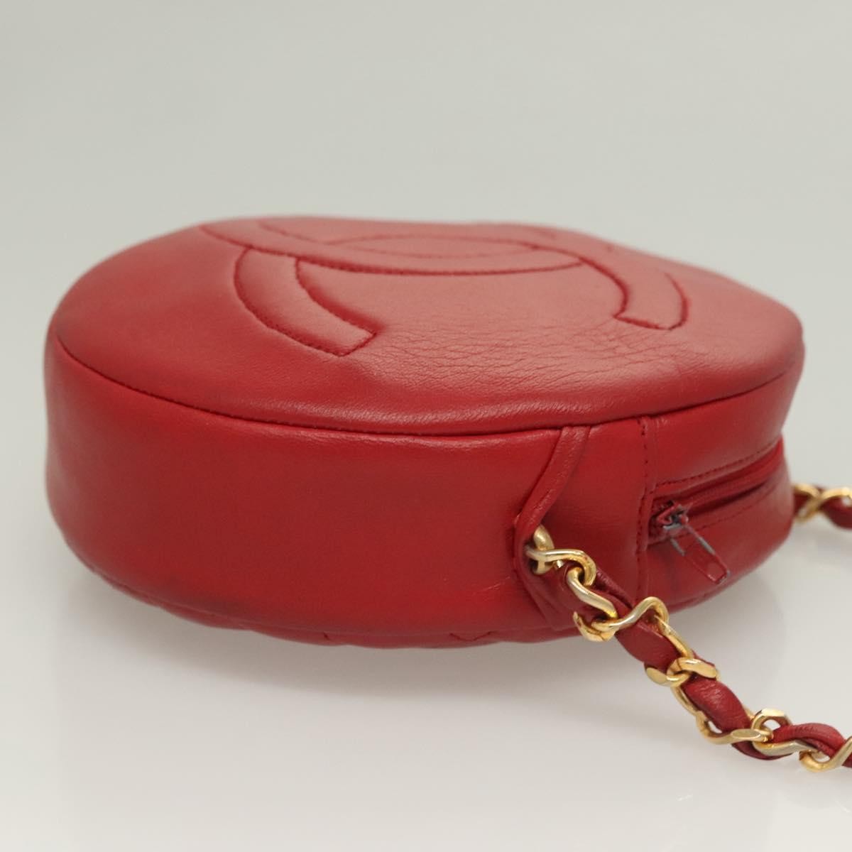 Chanel Vintage Round Tassel Crossbody Bag Quilted Lambskin, RED, LEATHER, Shoulder bag