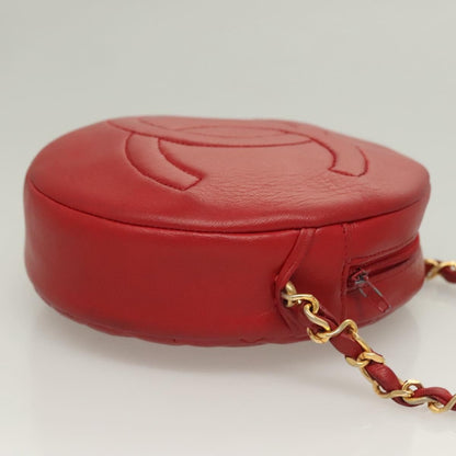 Chanel Vintage Round Tassel Crossbody Bag Quilted Lambskin, RED, LEATHER, Shoulder bag