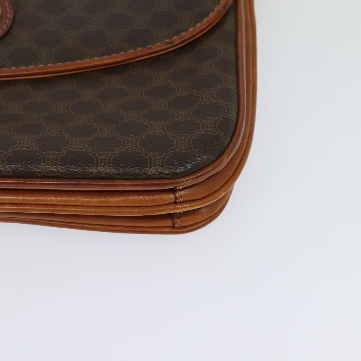 Celine Vintage Macadam Shoulder Bag Canvas and Leather, Brown, Canvas, Shoulder Bag