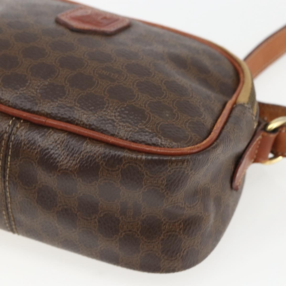 Celine Vintage Macadam Handbag Canvas and Leather, BROWN, CANVAS, Shoulder bag