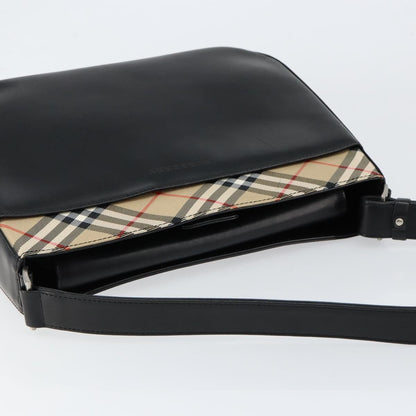 Burberry Nova check Shoulder bag Leather, BLACK, LEATHER, Shoulder bag