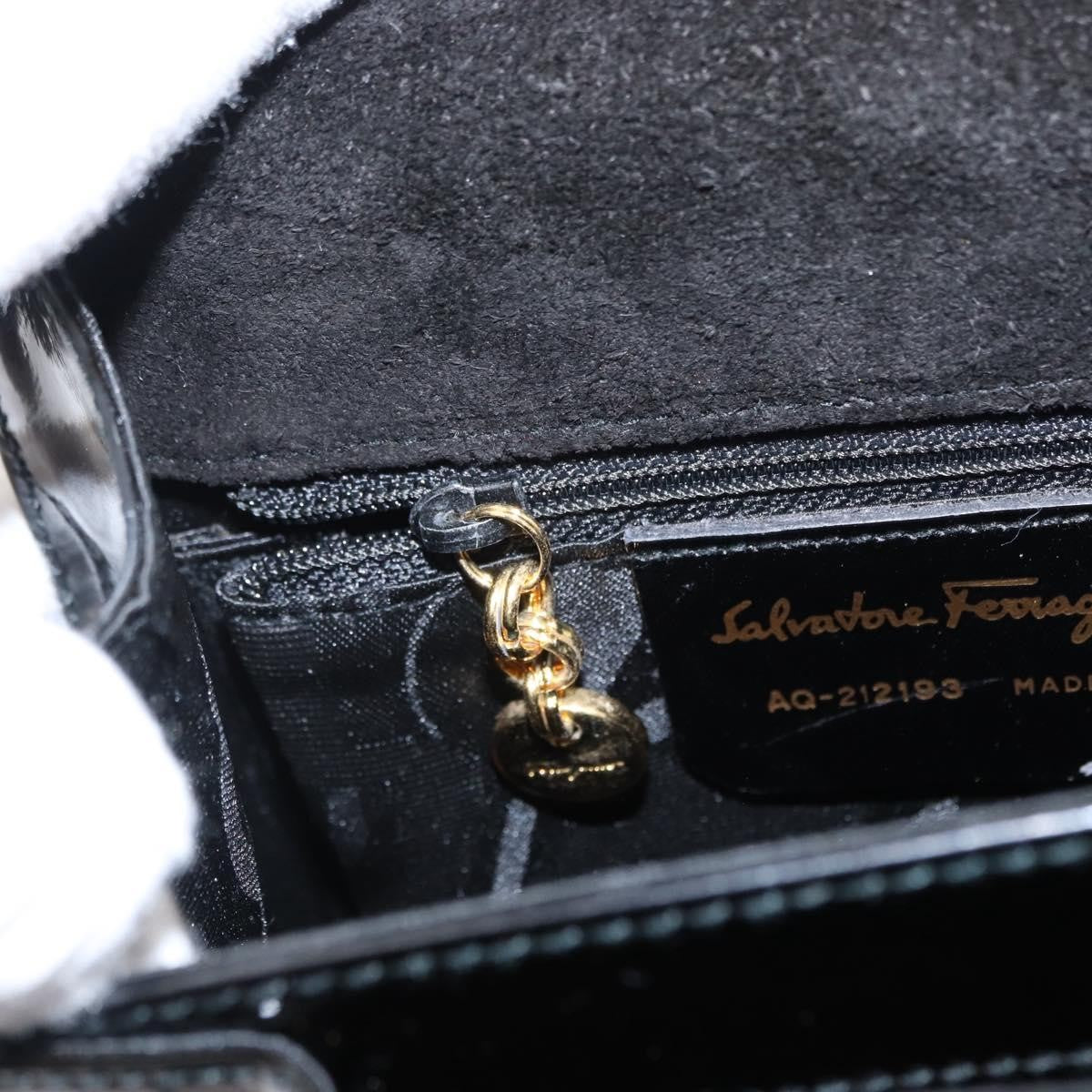 Salvatore Ferragamo Gancini handbag Patent leather, BLACK, PATENT_LEATHER, Handbag