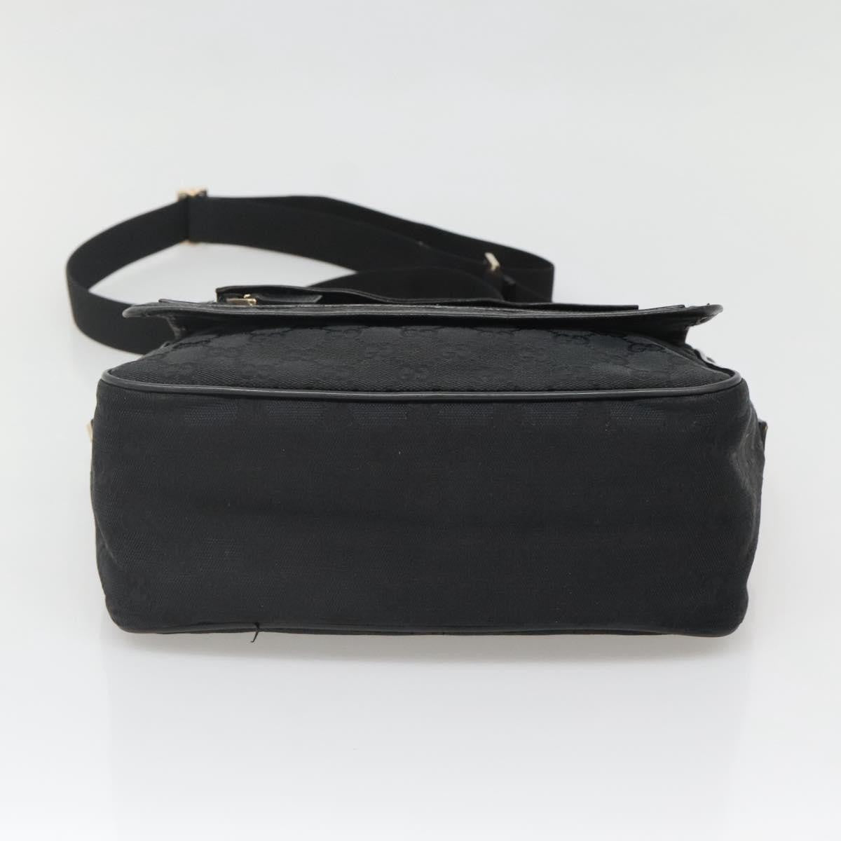 Gucci Flap Messenger Bag GG Coated Canvas, BLACK, CANVAS, Shoulder bag
