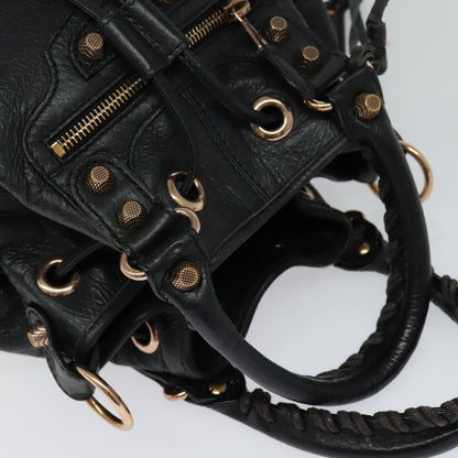 Balenciaga Pom Pon Giant Studs Bag Leather, BLACK, LEATHER, Handbag