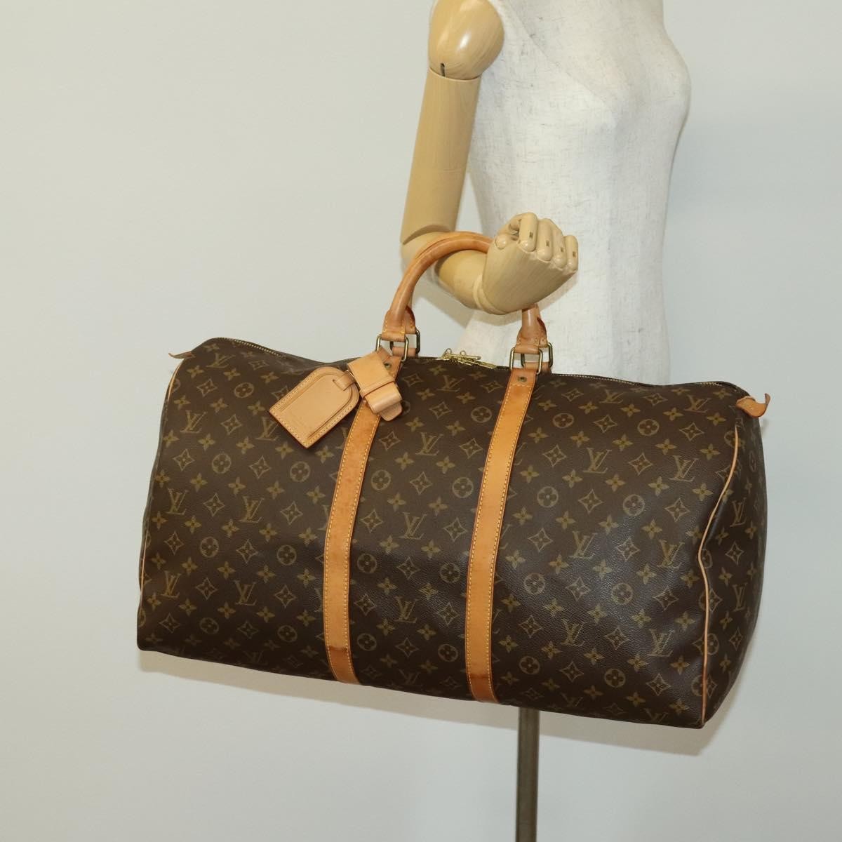 Louis Vuitton Keepall Bag Monogram Canvas, BROWN, CANVAS, Travel bag