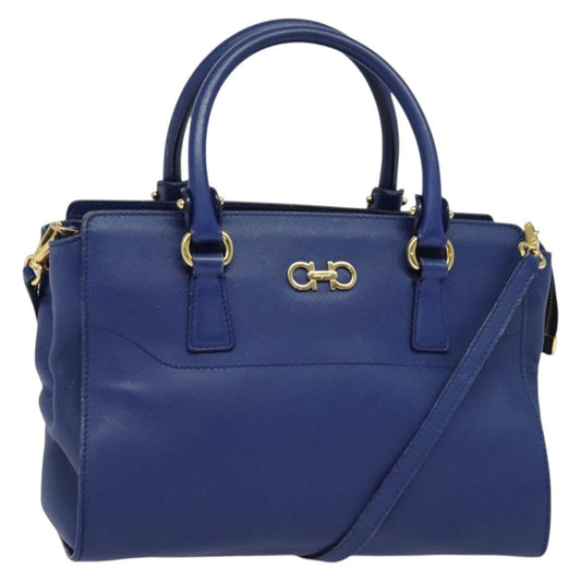 Salvatore Ferragamo Beky Tote Saffiano Leather, BLUE, LEATHER, Tote bag