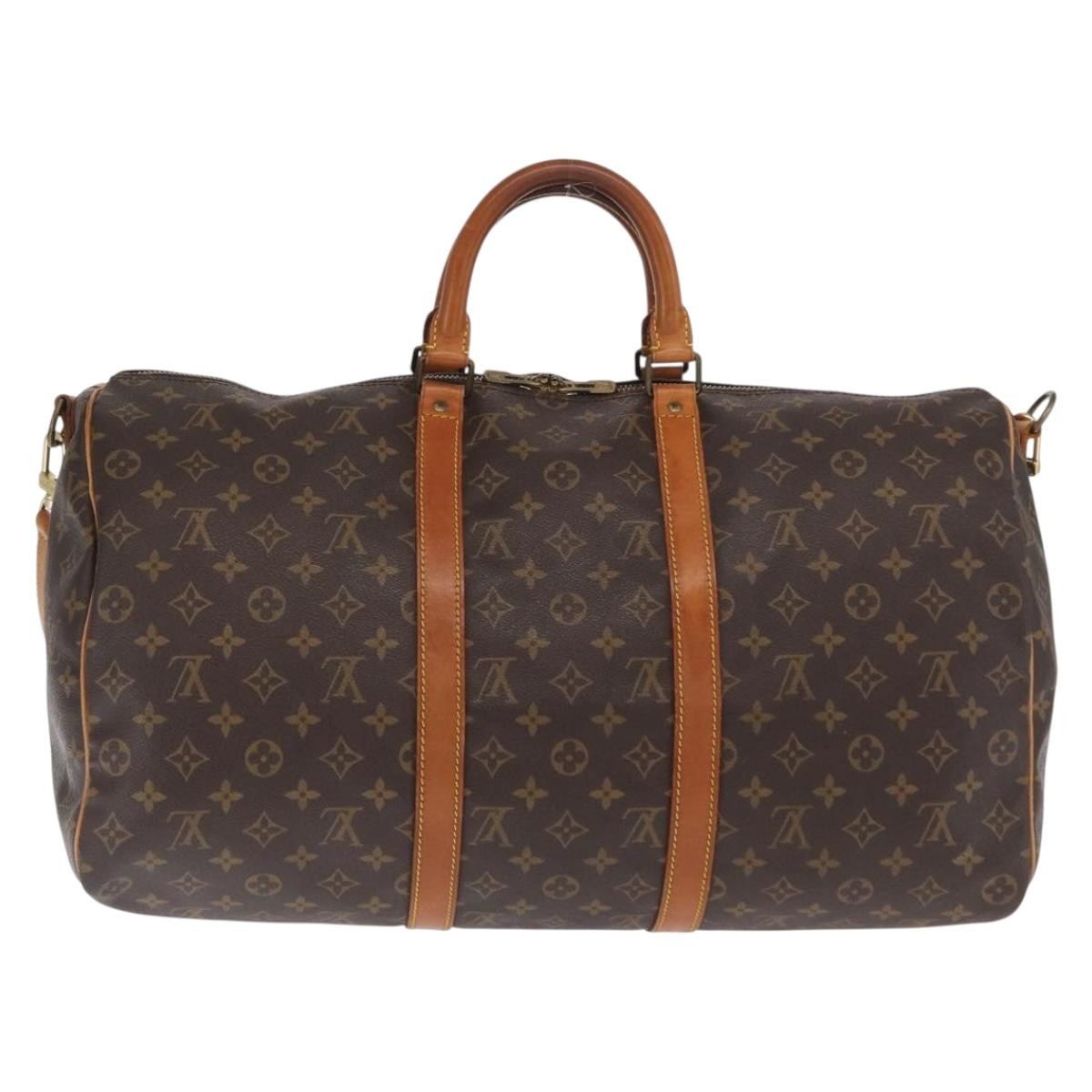 Louis Vuitton Keepall Bandouliere Bag Monogram Canvas, BROWN, CANVAS, Travel bag