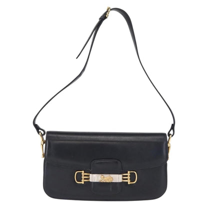 Celine Vintage Carriage Flap Bag Leather, NAVY, LEATHER, Shoulder bag