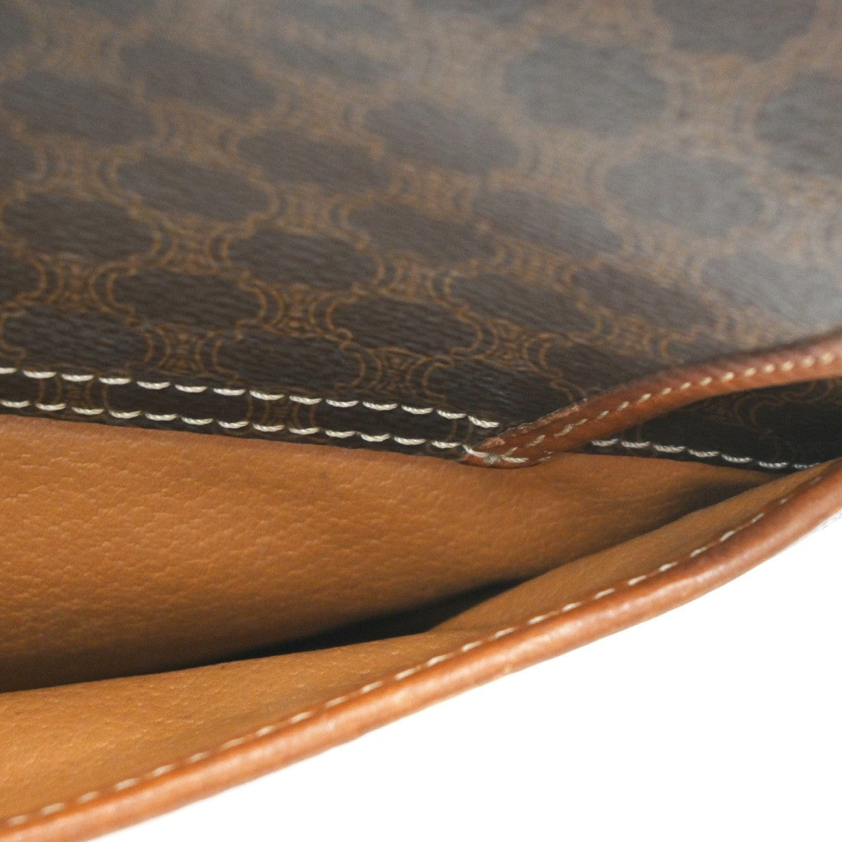 Celine Vintage Macadam Shoulder Bag Canvas and Leather, BROWN, CANVAS, Shoulder bag