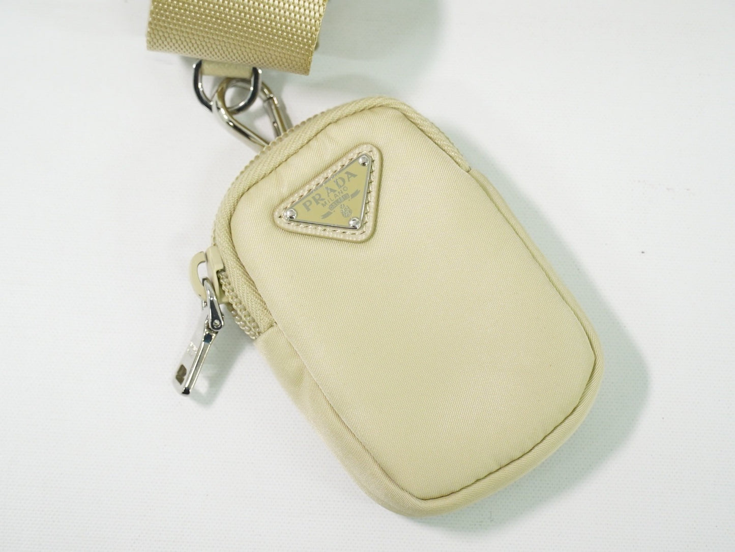 Prada Double Buckle Flap Messenger Bag Re-Nylon, BEIGE, NYLON, Shoulder bag
