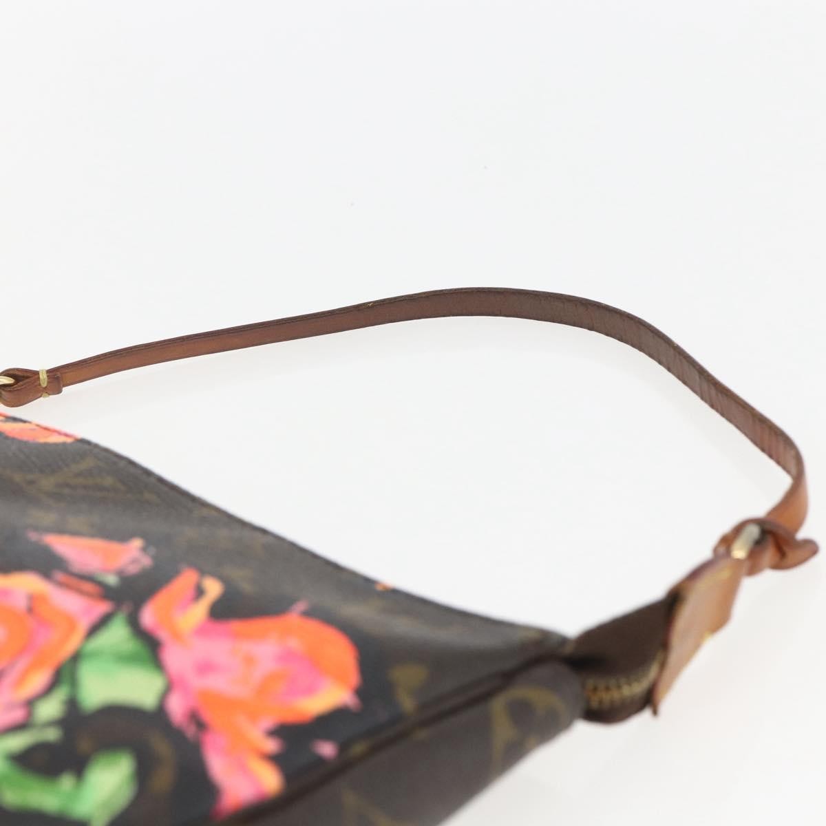 Louis Vuitton Pochette Accessoires Limited Edition Monogram Roses, BROWN, CANVAS, Clutche & pouche