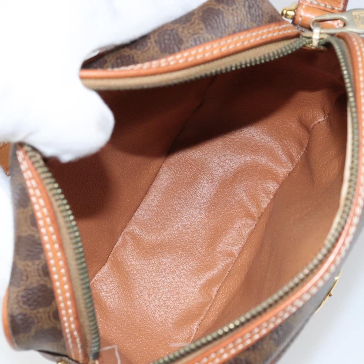 Celine Vintage Macadam Shoulder Bag Canvas and Leather, BROWN, CANVAS, Shoulder bag
