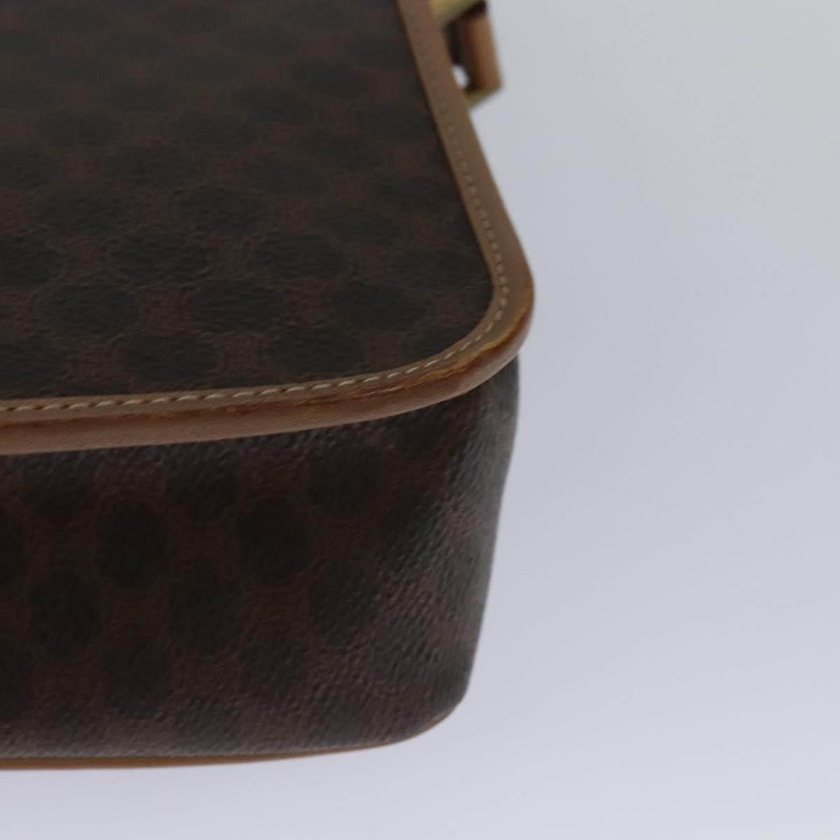 Celine Vintage Macadam Circle Logo Shoulder Bag Canvas and Leather, Brown, Canvas, Shoulder Bag