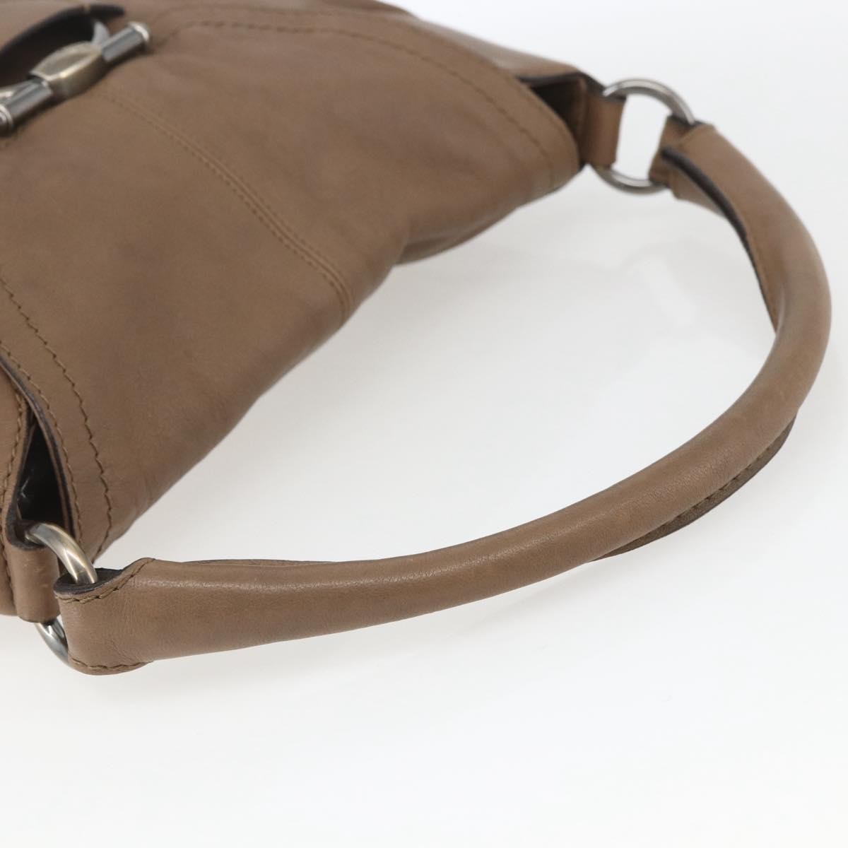 Salvatore Ferragamo Gancini Shoulder Bag Leather, BEIGE, LEATHER, Shoulder bag