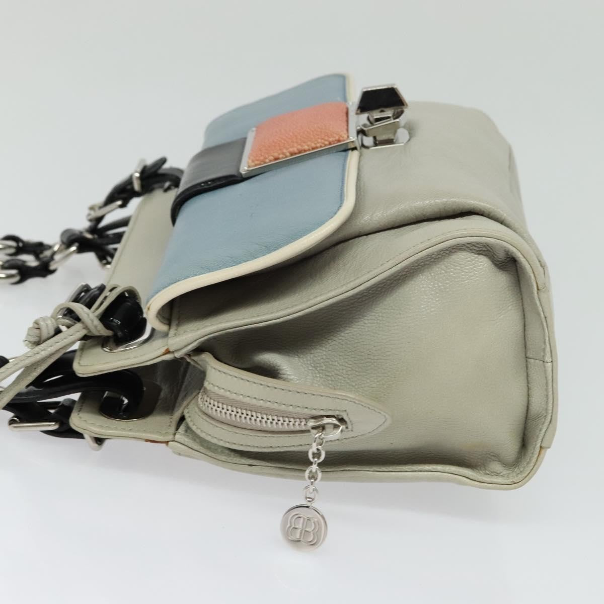 Balenciaga Cherche Midi Chain Shoulder Bag Leather, GRAY, LEATHER, Shoulder bag
