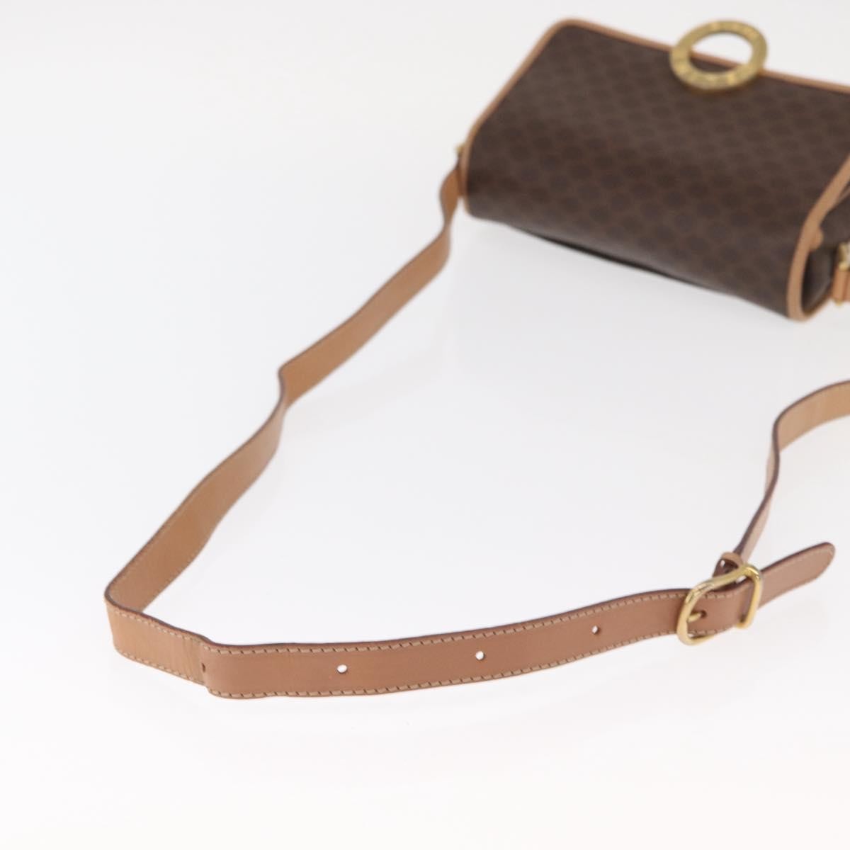 Celine Vintage Macadam Shoulder Bag Canvas and Leather, BROWN, CANVAS, Shoulder bag