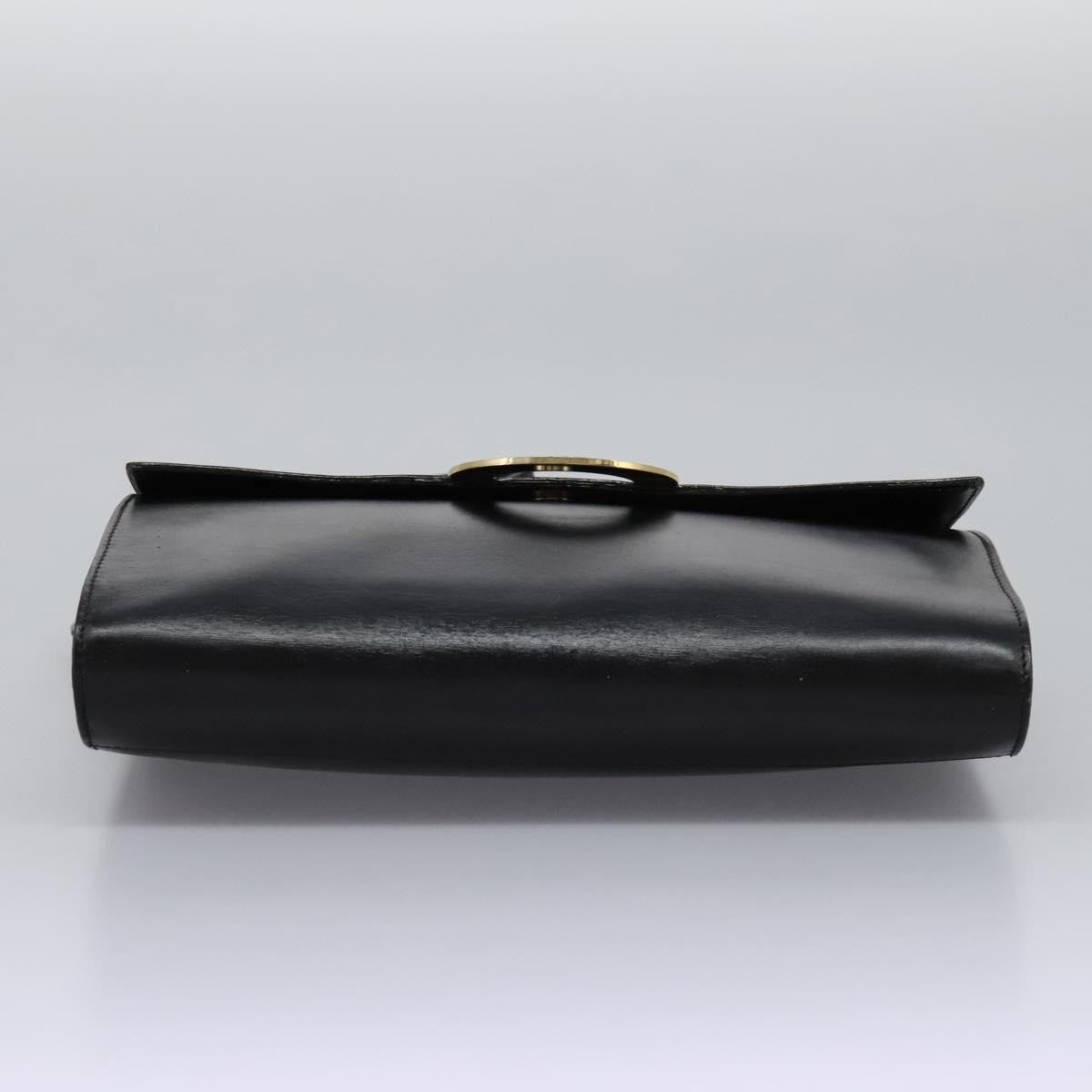 Celine Vintage Circle Logo Crossbody Bag Leather, BLACK, LEATHER, Crossbody bag