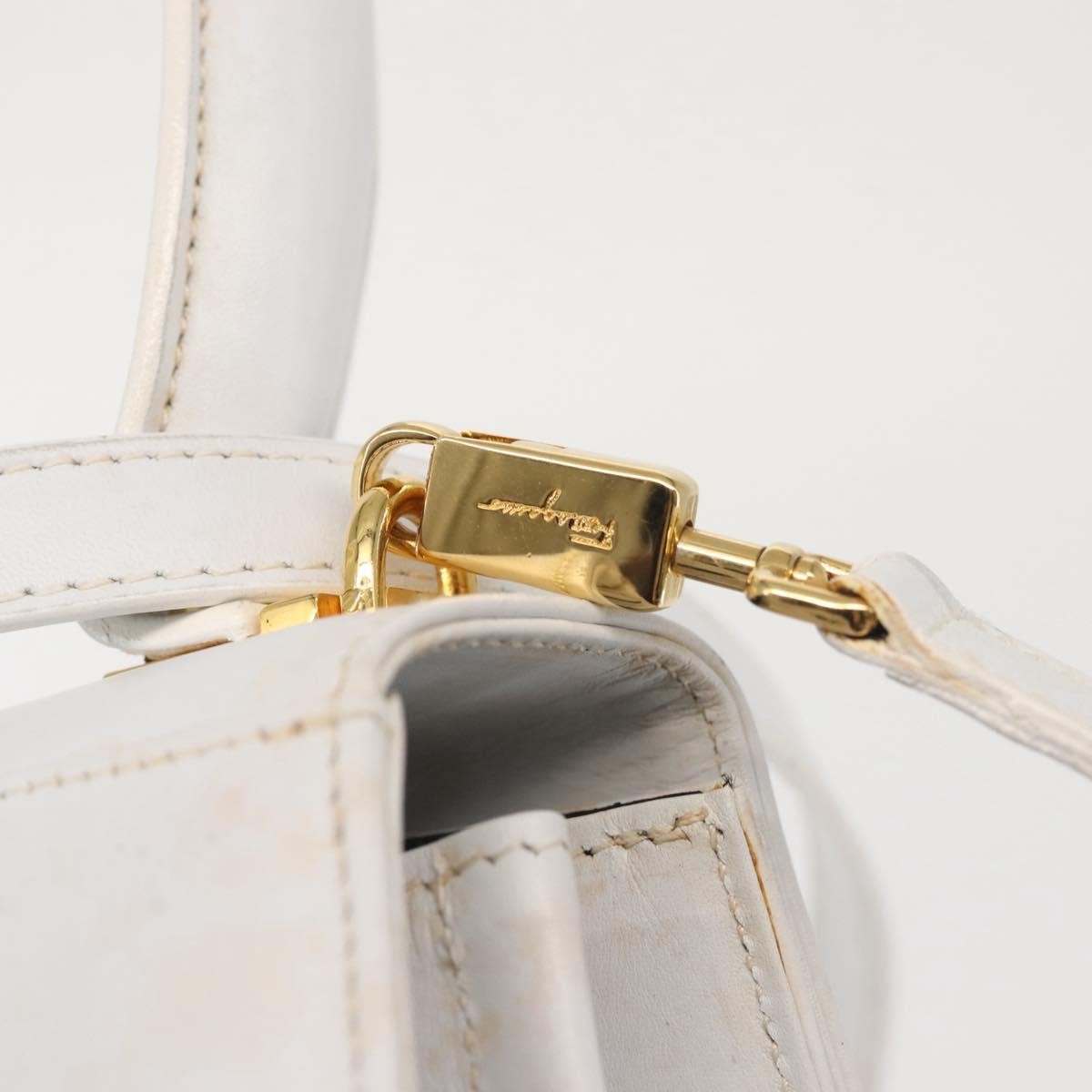Salvatore Ferragamo Gancini Convertible Top Handle Bag Leather, WHITE, LEATHER, Handbag