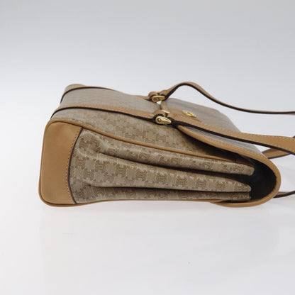 Celine Vintage Macadam Handbag Canvas and Leather, Beige, Canvas, Handbag