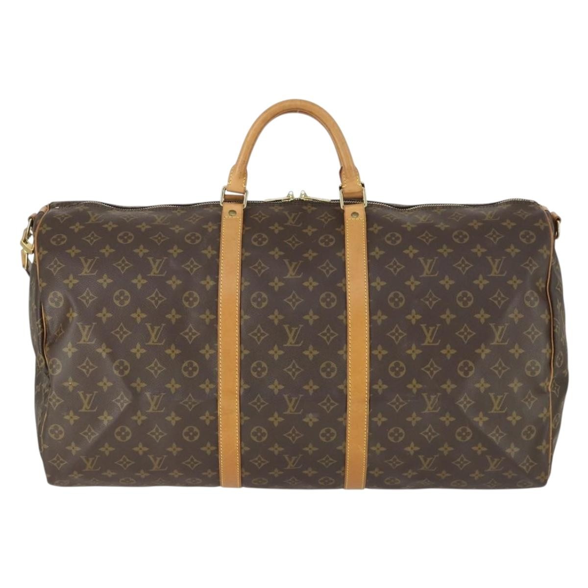 Louis Vuitton Keepall Bandouliere Bag Monogram Canvas, BROWN, CANVAS, Travel bag