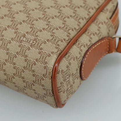Celine Vintage Macadam Shoulder Bag Canvas and Leather, Beige, Canvas, Shoulder Bag