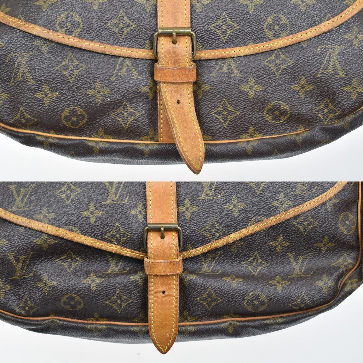 Louis Vuitton Saumur Handbag Monogram Canvas, BROWN, LEATHER, Shoulder bag