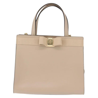 Salvatore Ferragamo Vara Bow Top Handle Convertible Tote Leather, BEIGE, LEATHER, Tote bag