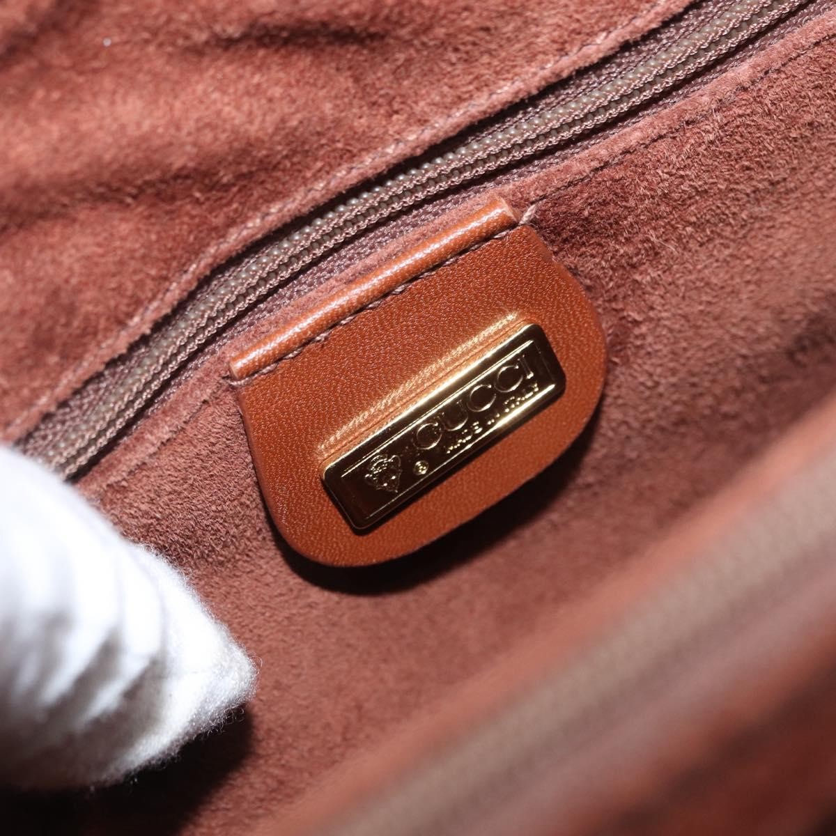 Gucci Vintage Handbag Leather, BROWN, LEATHER, Handbag