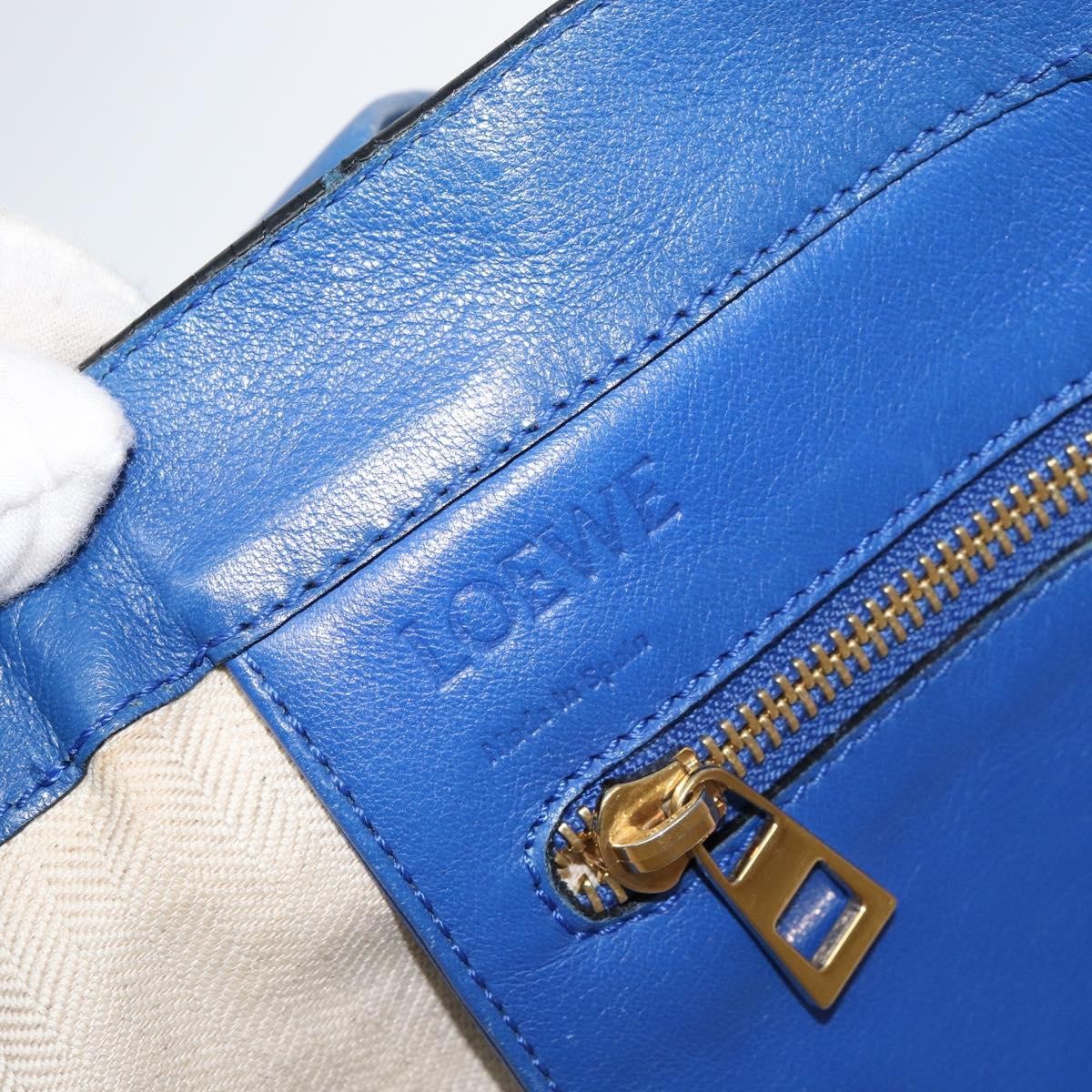 Loewe Vintage Anagram Tote Leather, BLUE, LEATHER, Tote bag