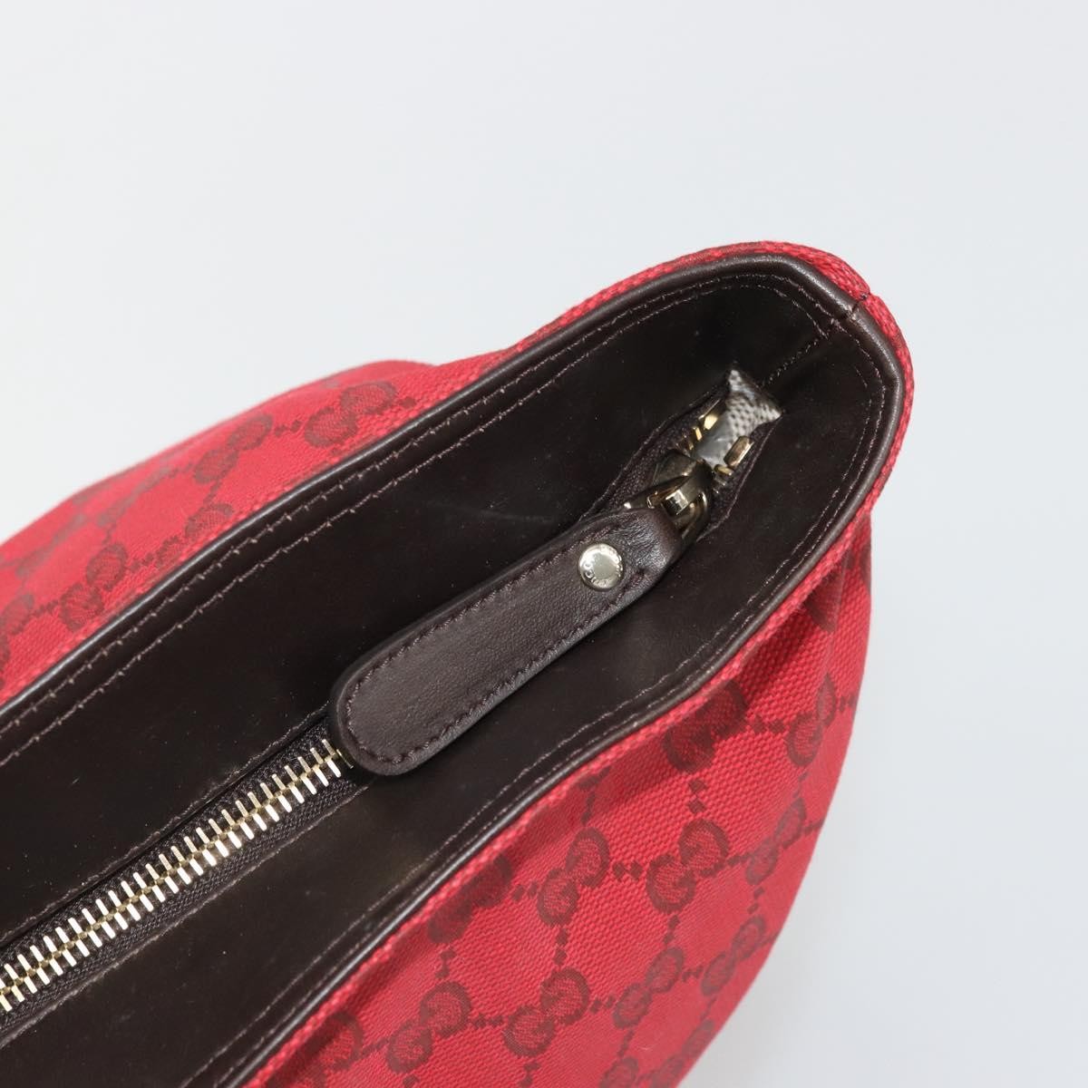 Gucci Original Zip Tote GG Canvas with Leather, Red, Canvas, Tote Bag