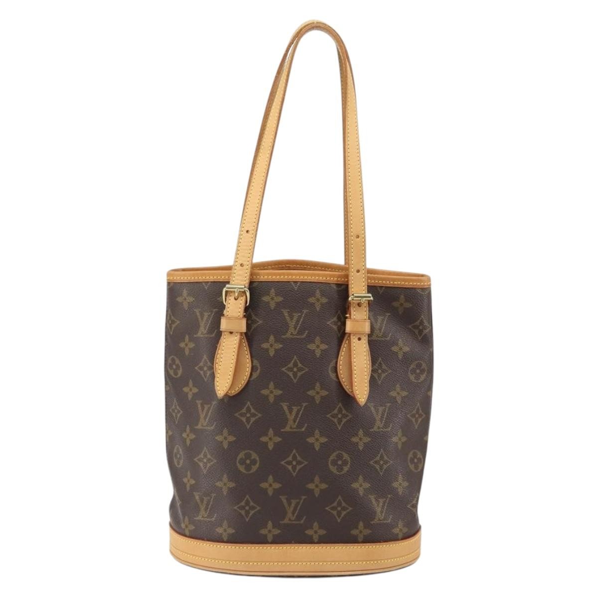Louis Vuitton Petit Bucket Bag Monogram Canvas, BROWN, CANVAS, Tote bag