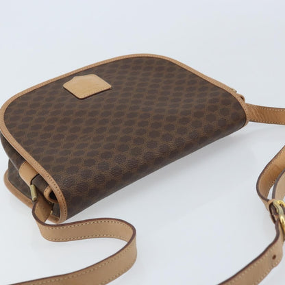 Celine Vintage Macadam Shoulder Bag Canvas and Leather, Brown, Canvas, Shoulder Bag