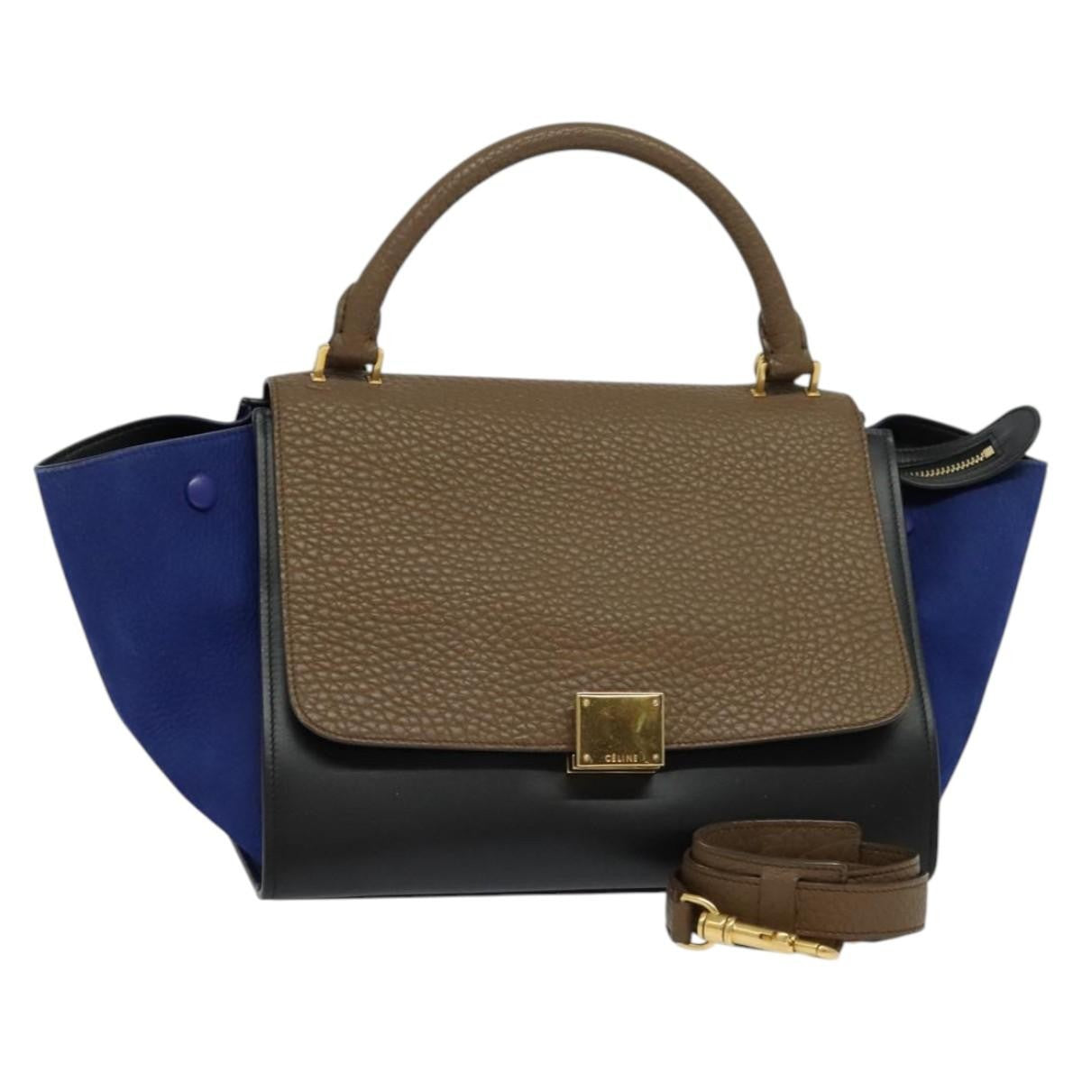 Celine Trapeze Bag Leather, BEIGE, LEATHER, Handbag