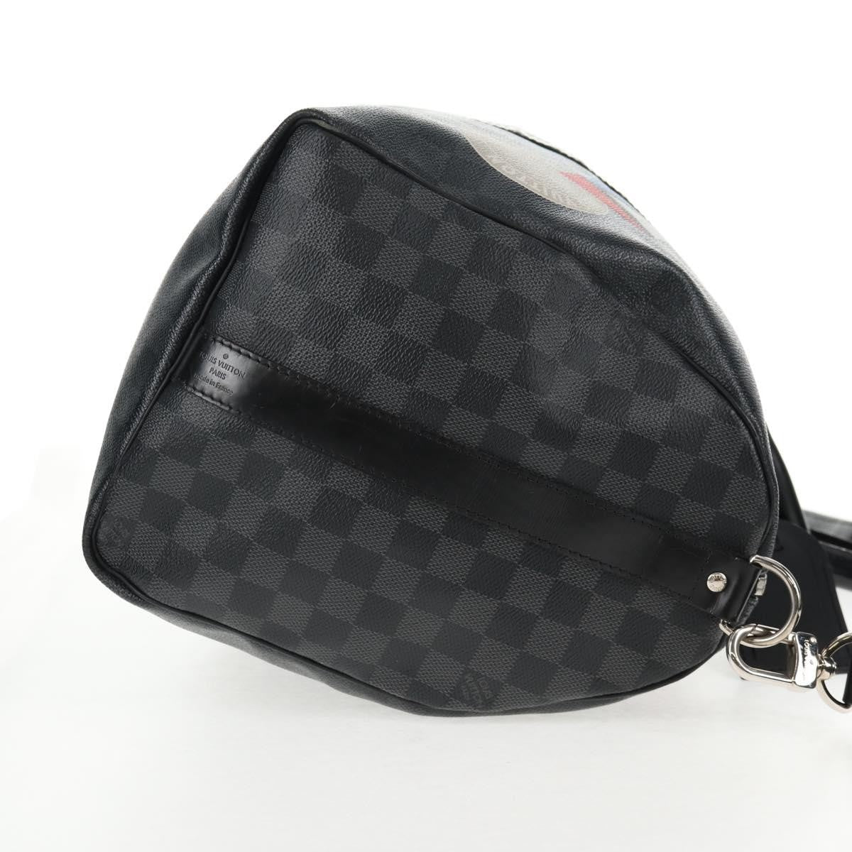 Louis Vuitton Keepall Bandouliere Bag Limited Edition Damier Graphite LV League, BLACK, CANVAS, Travel bag